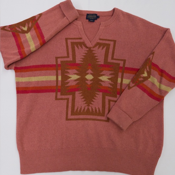 Pendleton Women's Harding Graphic Cotton Pullover Sweater Faded Rose Size M EUC - Picture 15 of 16